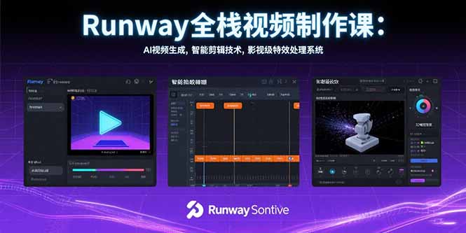 Runway全栈视频制作课：AI视频生成，智能剪辑技术，影视级特效处理系统-木木云网创