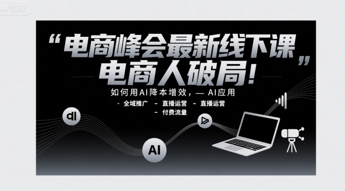 电商峰会最新线下课，电商人破局，如何用AI降本增效，AI应用-全域推广-直播运营-付费流量-木木云网创