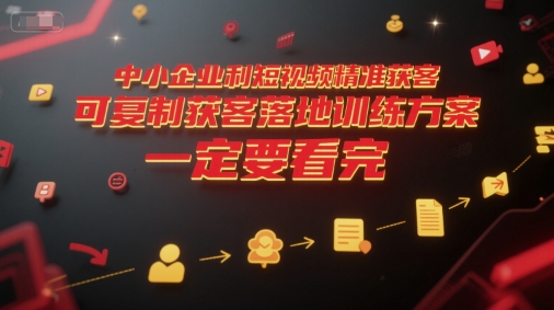 中小企业利用短视频精准获客,可复制获客落地训练方案,做好短视频,一定要看完-木木云网创