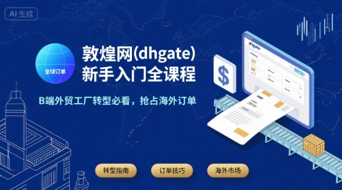 敦煌网(dhgate)新手入门全课程，B端外贸工厂转型必看，抢占海外订单-木木云网创