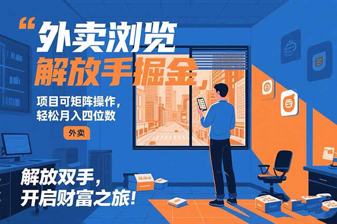 外卖浏览掘金项目 可矩阵操作 轻松日入500+-木木云网创