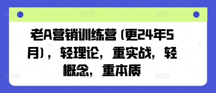 老A营销训练营(更25年7月),轻理论,重实战,轻概念,重本质-木木云网创