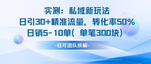 实测私域新玩法日引30加精准流量转化率50%日销5-10单每笔3张-木木云网创