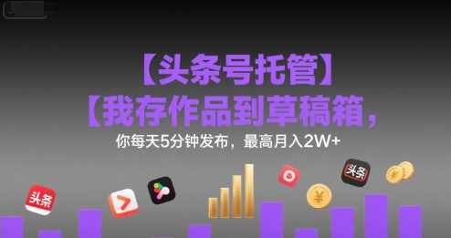 【头条号托管 】我存作品到草稿箱,你每天5分钟发布,最高月入2W+【揭秘】-木木云网创