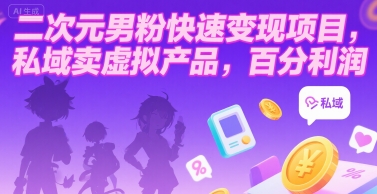 二次元男粉快速变现项目,私域卖虚拟产品,百分利润-木木云网创
