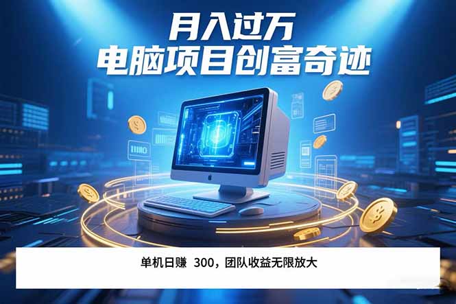 最新电脑项目单机每天收益300+ 带有团队管道收益 可无限放大 月入过万…-木木云网创