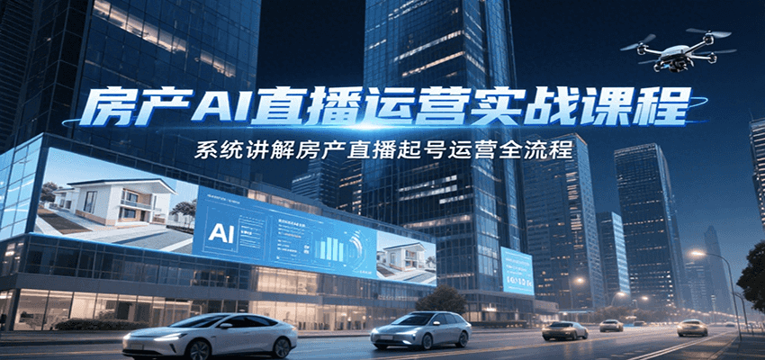 房产AI直播运营实战课程,系统讲解房产直播起号运营全流程-木木云网创
