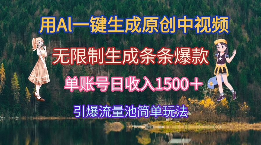 用Al一键生成原创中视频,无限制生成条条爆款,单账号日收入1500+引爆…-木木云网创