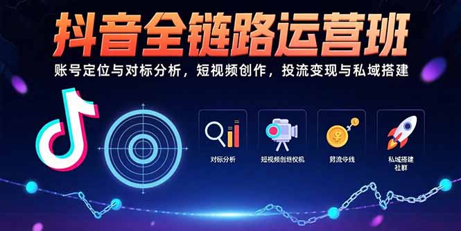 抖音全链路运营班：账号定位与对标分析，短视频创作，投流变现与私域搭建-木木云网创