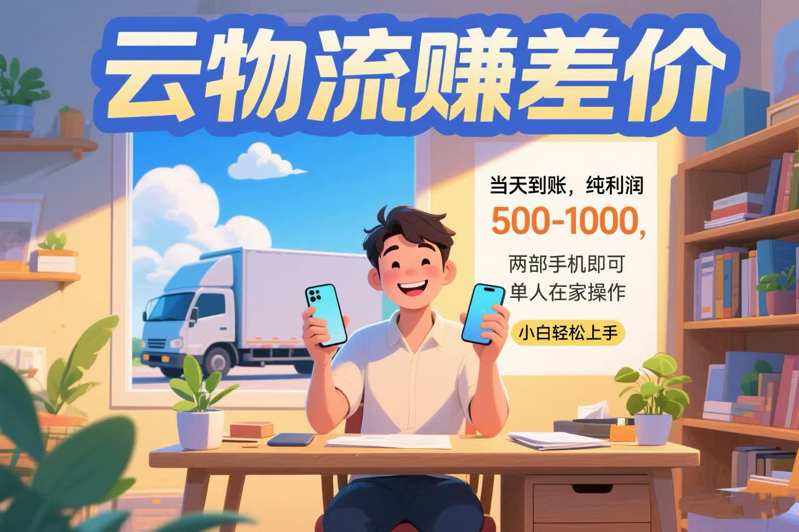 云物流赚差价 当天到账纯利润500-1000 两部手机即可 可单人在家操作 小…-木木云网创