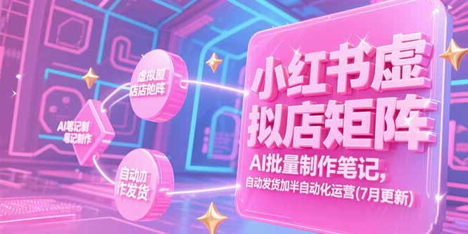小红书虚拟店矩阵，AI批量制作笔记，自动发货加半自动化运营(7月更新-木木云网创