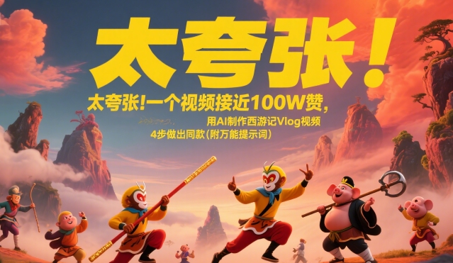 太夸张!一个视频接近100W赞,用AI制作西游记Vlog视频,全流程拆解来了(附万能提示词)-木木云网创