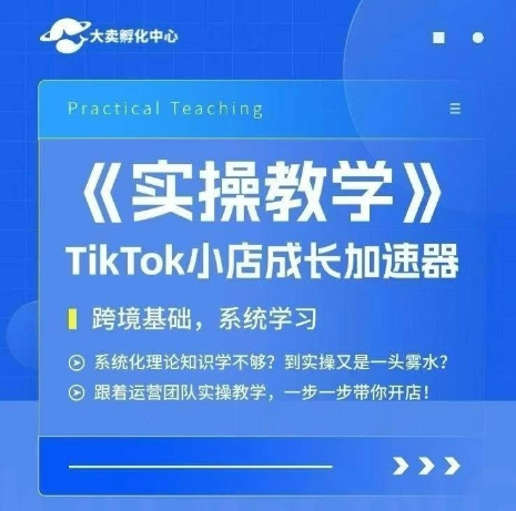 大卖家孵化中心TikTok实操课,TikTok小店成长加速器,跨境基础系统学习,一步一步带你开店-木木云网创