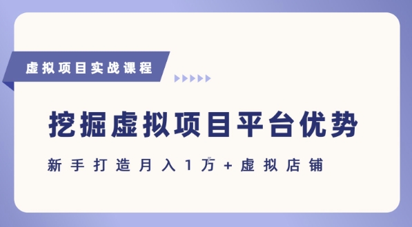 抓住虚拟项目各平台优势，新手轻松月入1W+(给出具体建议)-木木云网创