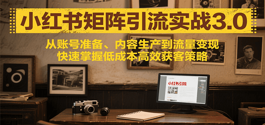 小红书矩阵引流3.0，从账号准备、内容生产到流量变现，快速掌握低成本高效获客策略-木木云网创