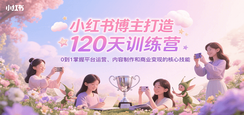 小红书博主打造120天训练营，0到1掌握平台运营、内容制作和商业变现-木木云网创
