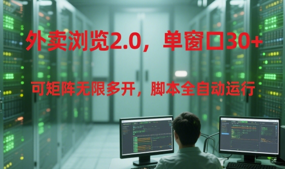 外卖浏览2.0，单窗口30+可矩阵无限多开，脚本全自动运行【揭秘】-木木云网创