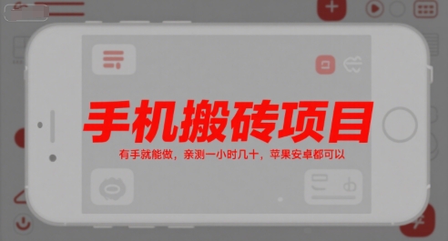 手机搬砖项目,有手就能做,亲测一小时几十,苹果安卓都可以-木木云网创