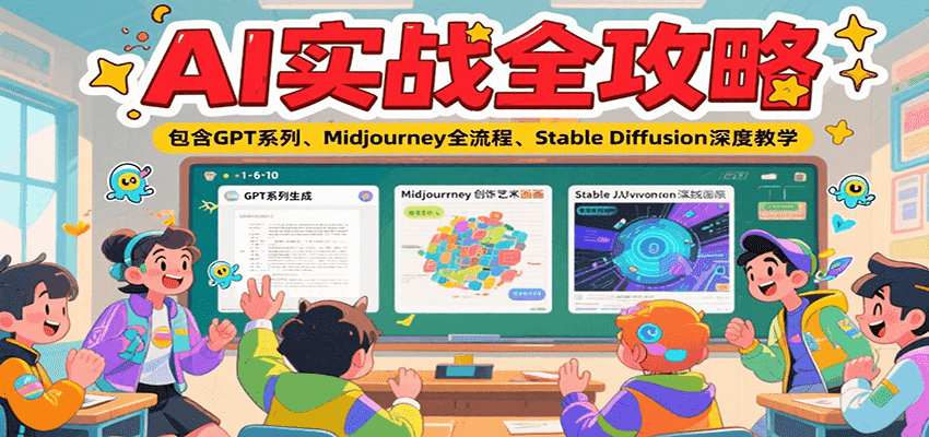AI实战全攻略,包含GPT系列、Midjourney全流程、Stable Diffusion深度教学-木木云网创