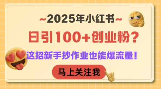 2025年小红书日引100+创业粉?这招新手抄作业也能爆流量!